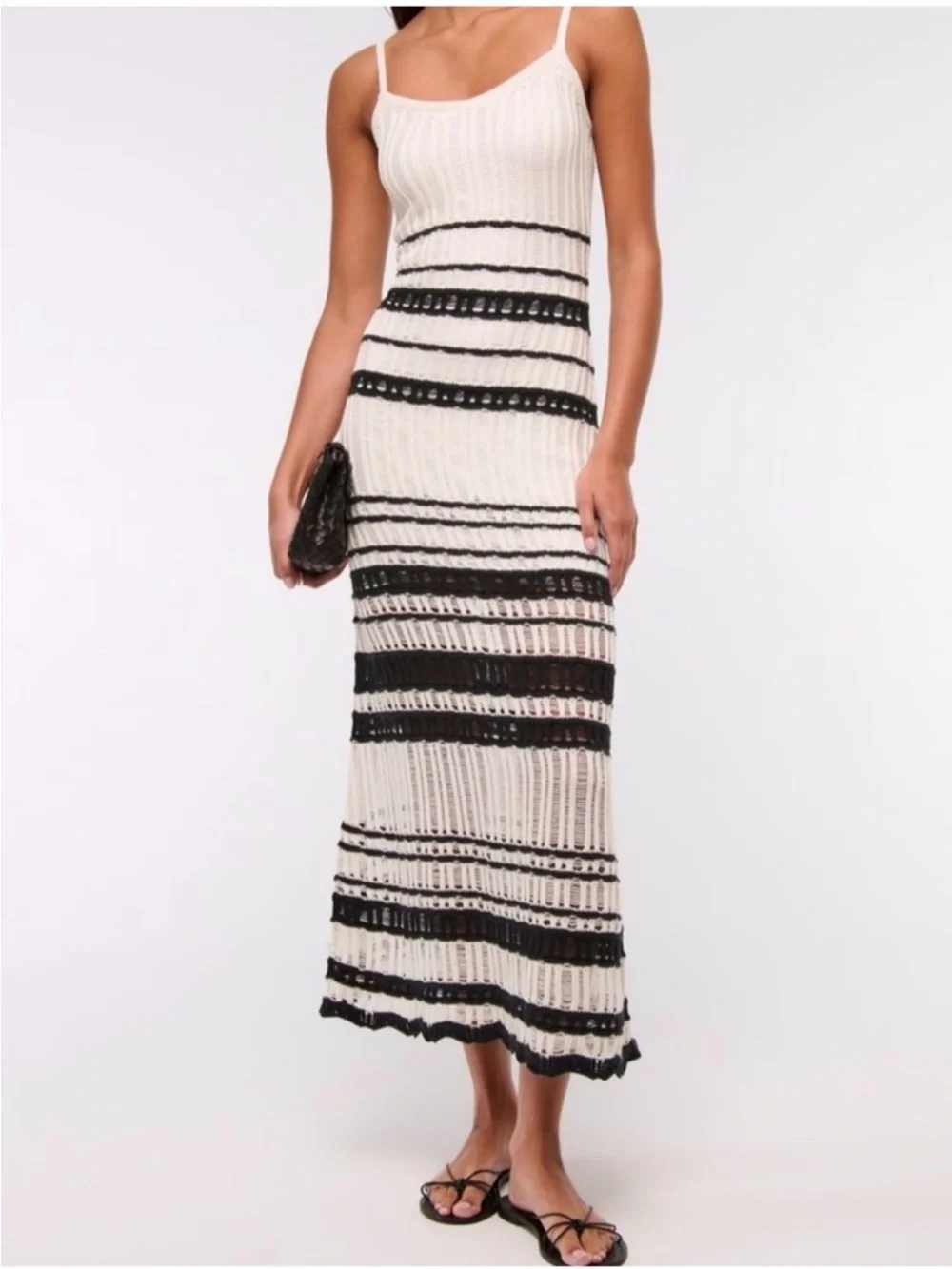Abercrombie & Fitch Cream and Black Striped Knitted Dress